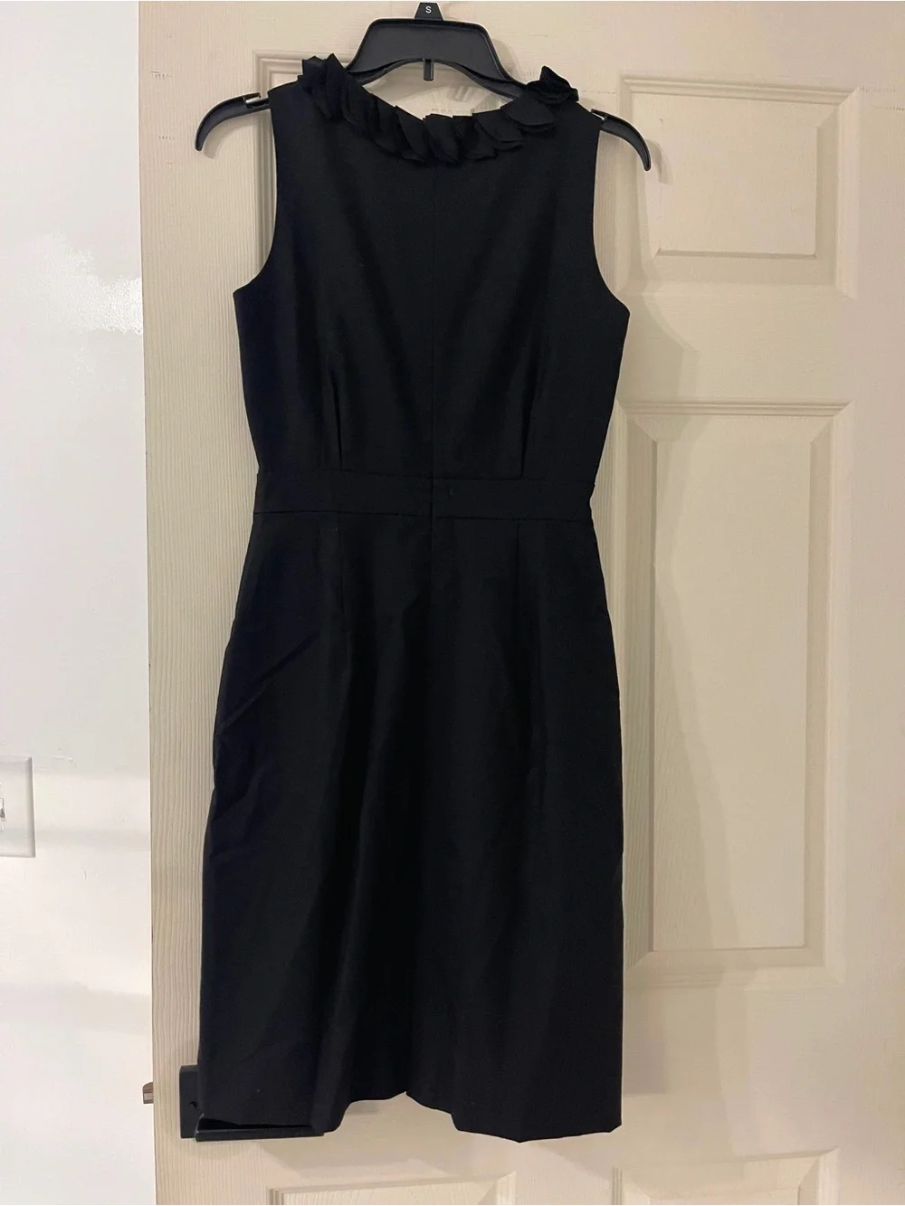 J. Crew Black Sleeveless Midi Sheath Dress with Braided Neckline